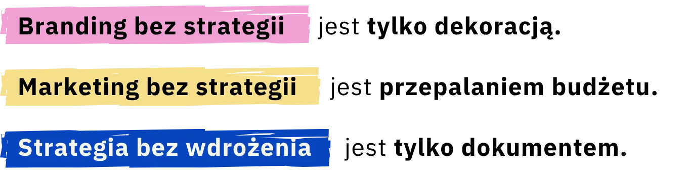 Branding bez strategii jest tylko dekoracją. Marketing bez strategii jest przepalaniem budżetu. Strategia bez wdrożenia jest tylko dokumentem.
